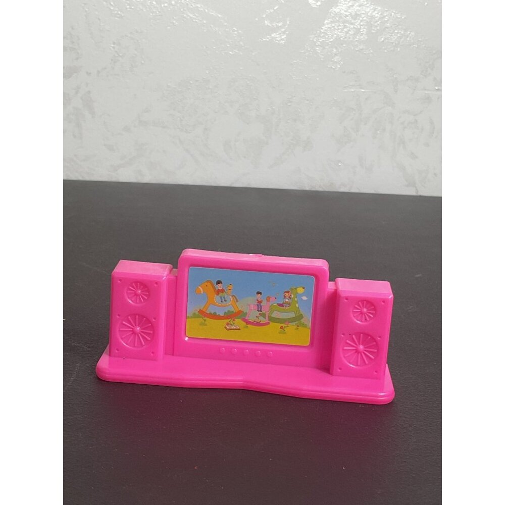 Doll House Miniature Pink TV Toy With Cartoon Design By Greenbrier International